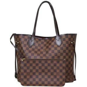 Louis Vuitton Neverfull MM Damier Ebene Tote Bag.