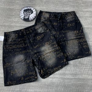 balenciaga graffiti denim shorts