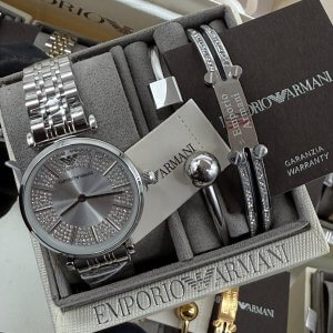 armani crystal watch set