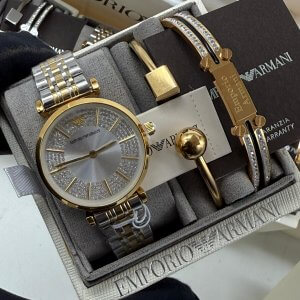 armani two tone crystal set